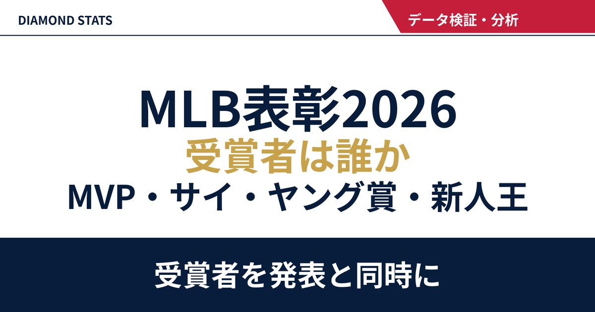 MLB表彰2026 結果一覧｜MVP・サイ・ヤング賞・新人王・ゴールドグラブ賞・シルバースラッガー賞